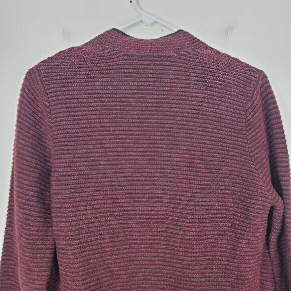 Pure Jill Cardigan Thick Knit Draped Collar Career Mature WOmens S Dark Red - Picture 3 of 11